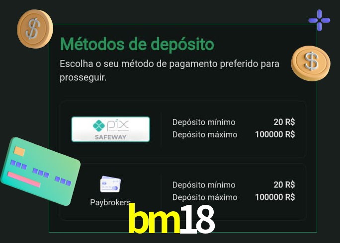 O cassino bm18 oferece uma grande variedade de métodos de pagamento